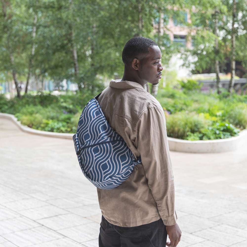 Reversible Print Backpack Medium - Blue Wave