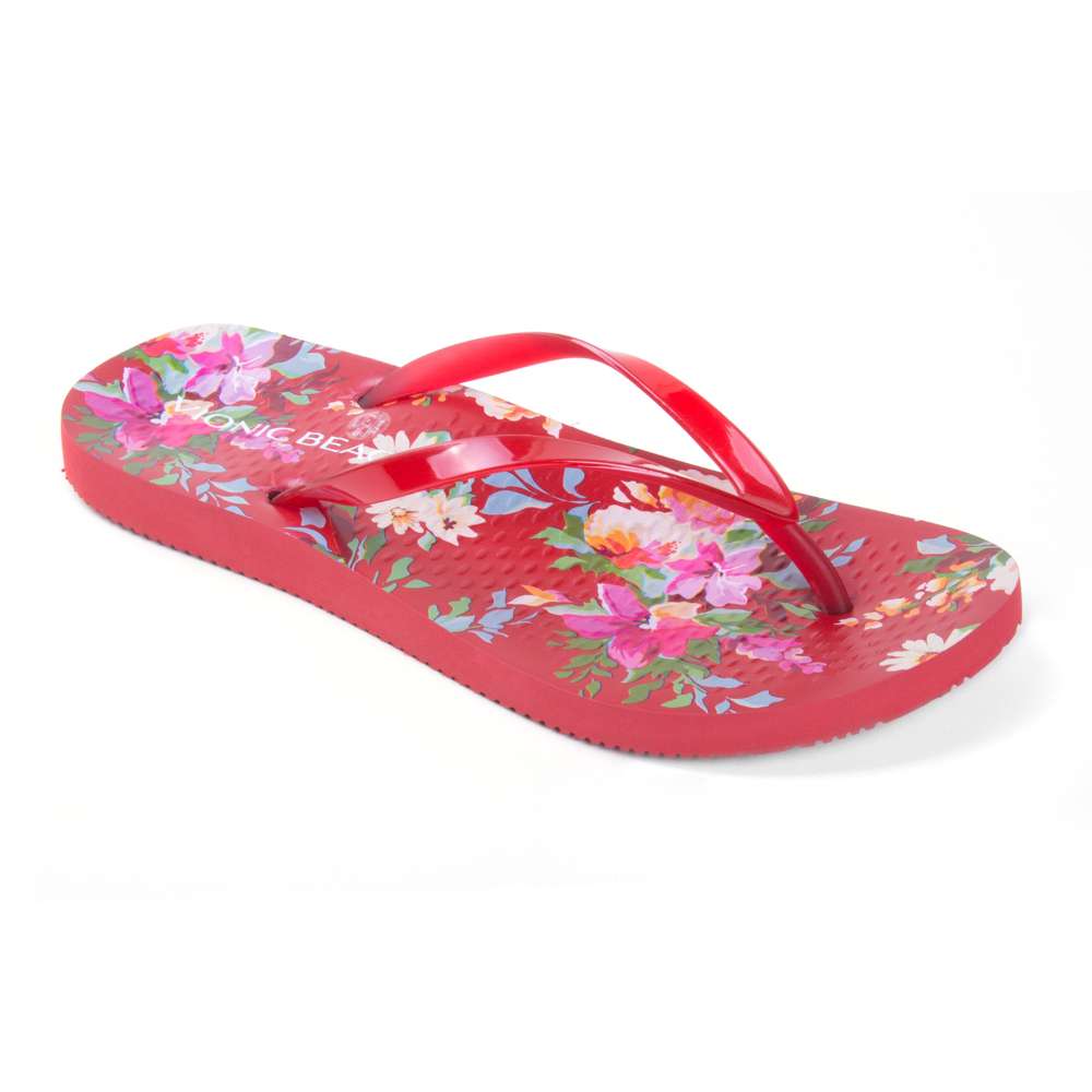 Noosa Print Toe Post Sandal - Red Floral