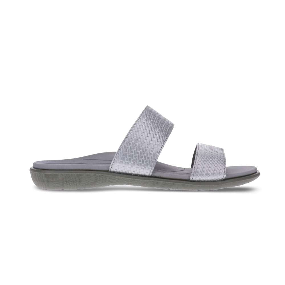 Penang Weave Slide Sandal - Silver