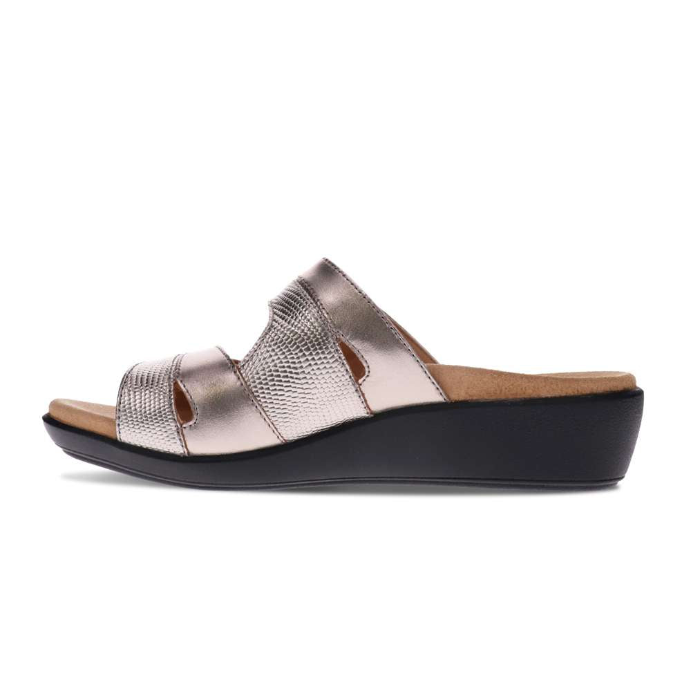Toni Adjustable Slide Sandal - Pewter