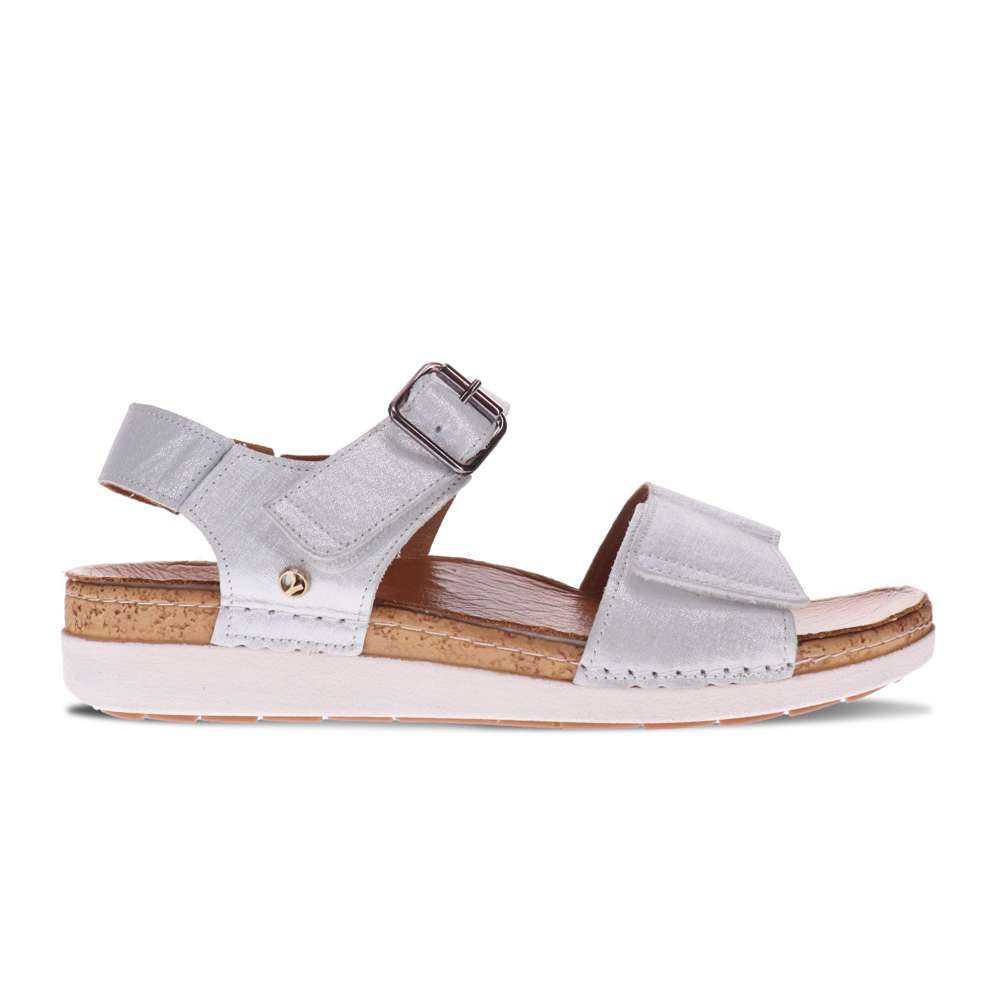 Georgia Back Strap Sandal - White Linen