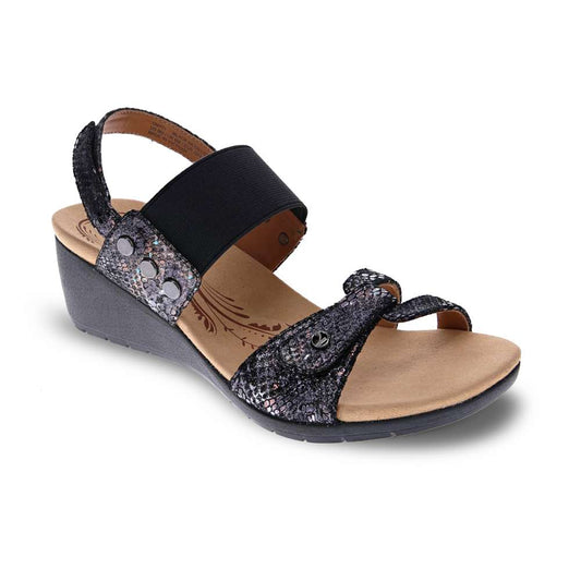 Tahiti Wedge - Black Metallic Python