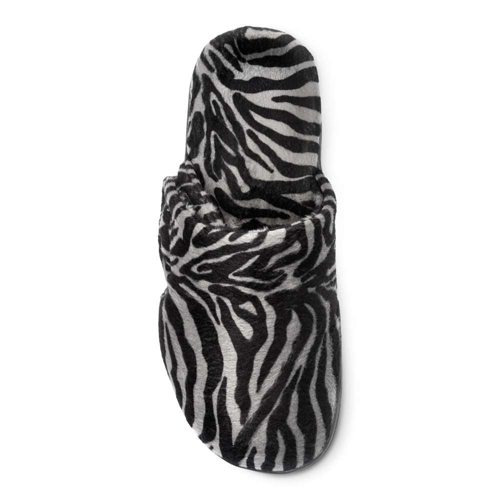 Gemma Mule Slippers - Dark Grey Zebra