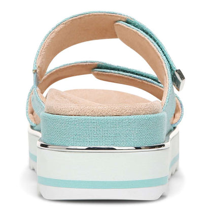 Brandie Flatform Slide Sandal - Aqua Metallic