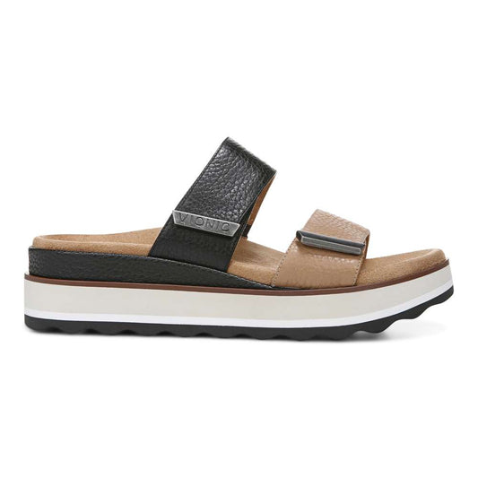 Brandie Flatform Slide Sandal - Black/Tan
