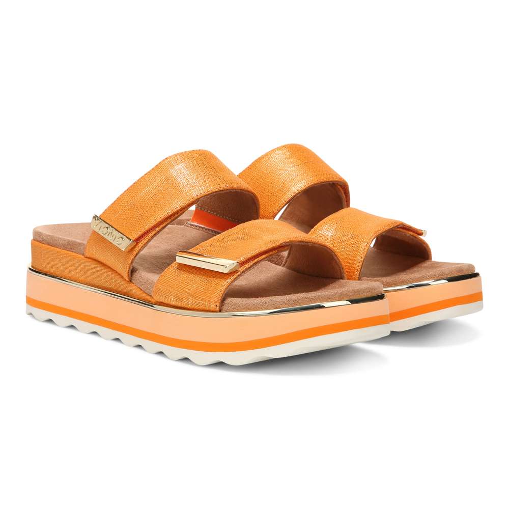 Brandie Flatform Slide Sandal - Marmalade Metallic