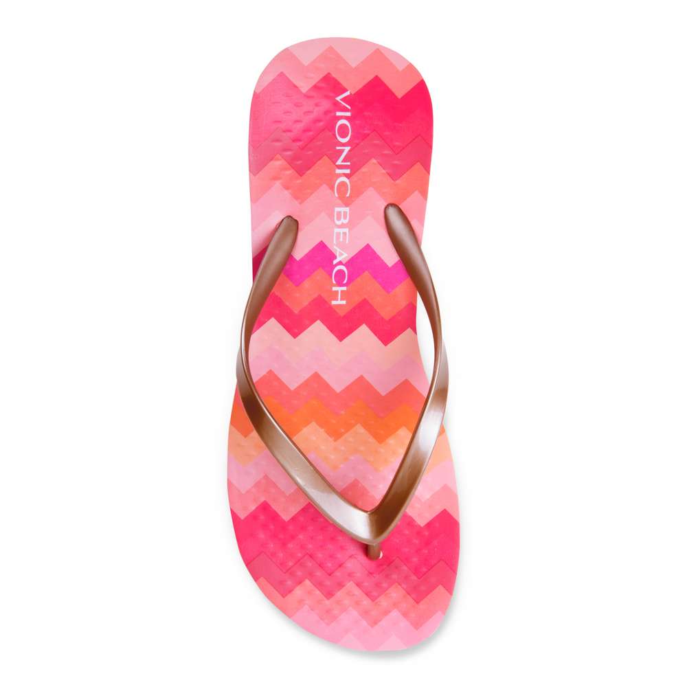 Coogee Wedge Toe Post Sandal - Pink Zig Zag