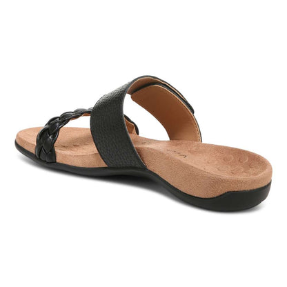 Jeanne Slide Sandal - Black Leather