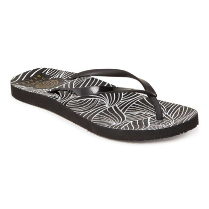 Noosa Print Toe Post Sandal - Wave Black