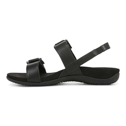 Reese Backstrap Sandal - Black Tumbled Leather