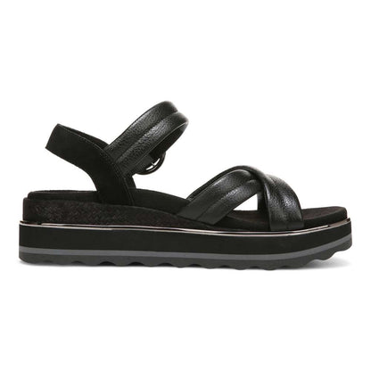 Reyna Flatform Sandal - Black Leather